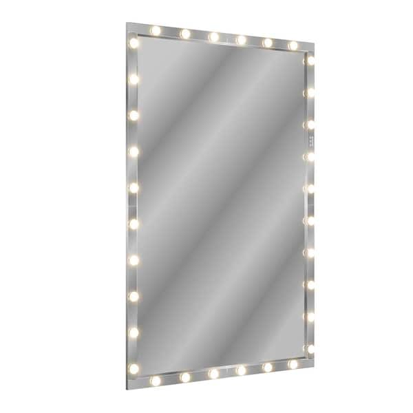 Unbranded 72 in. W x 48 in. H Rectangular Framed LED Adjustable Wall Bathroom Vanity Mirror in Silver