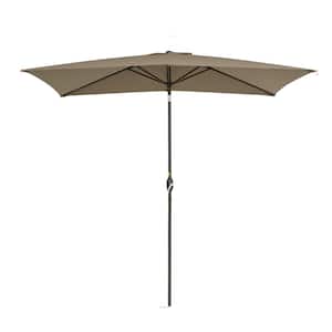 10 ft. x 6.5 ft. Market Rectangular Patio Umbrella with Tilt and Crank Waterproof Canopy Garden and Pool in Taupe
