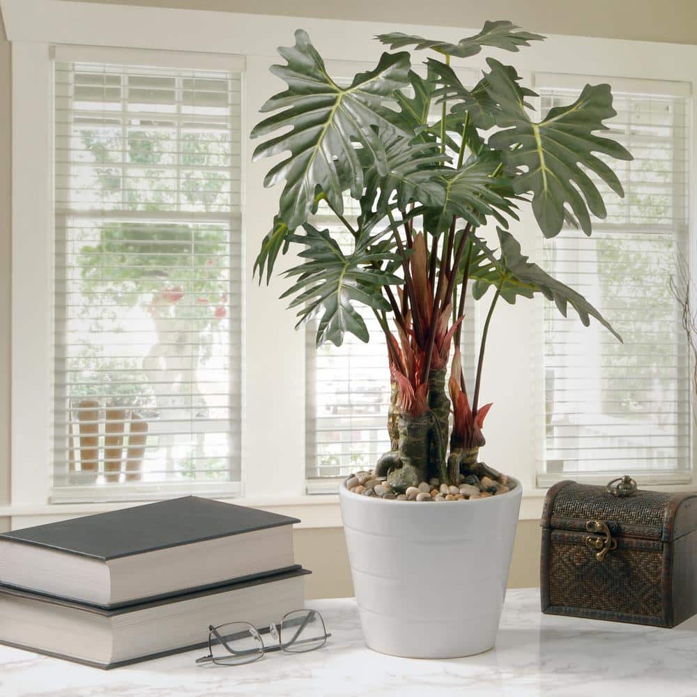 Silk Philodendron 23" Potted Tabletop Plant in White Ceramic