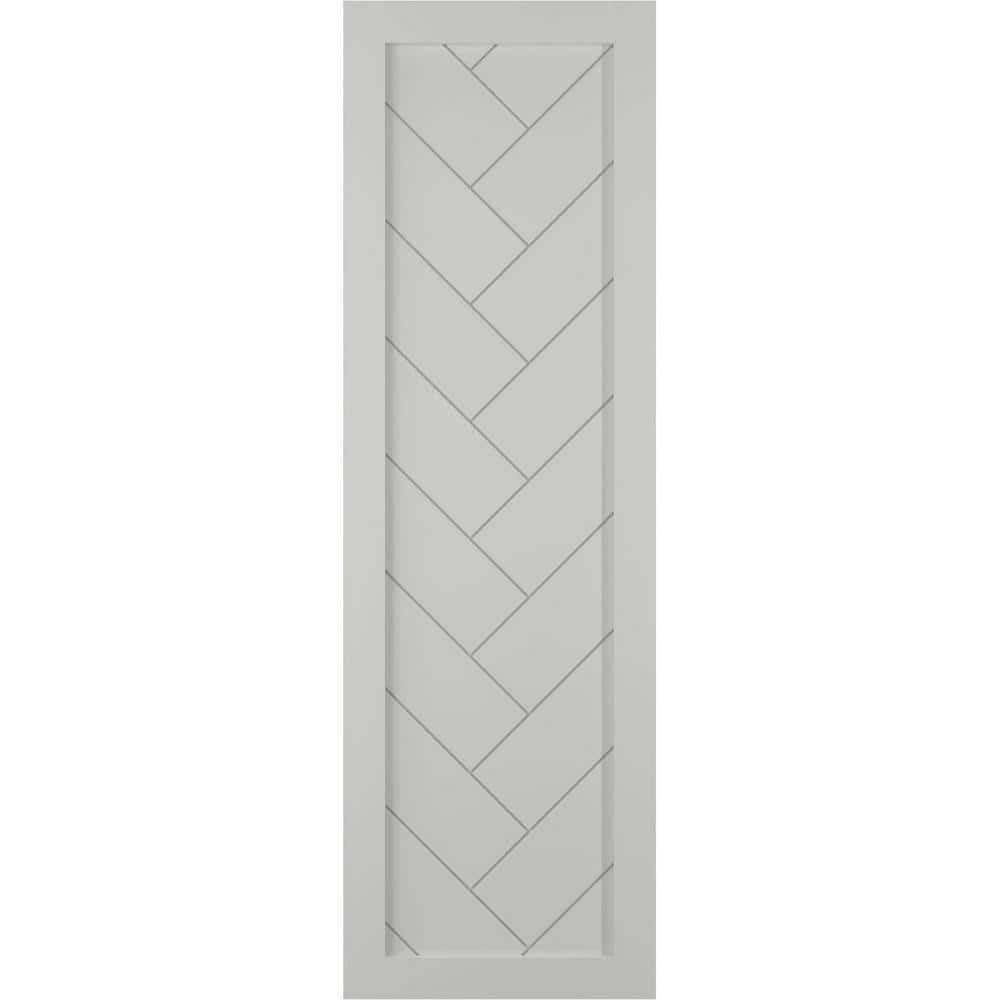 18 in. x 61 in. PVC Single Panel Herringbone Modern Style Fixed Mount Board and Batten Shutters Pair in Hailstorm Gray price history on PriceWatchPro