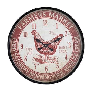 Farmers Market Red Wall Clock