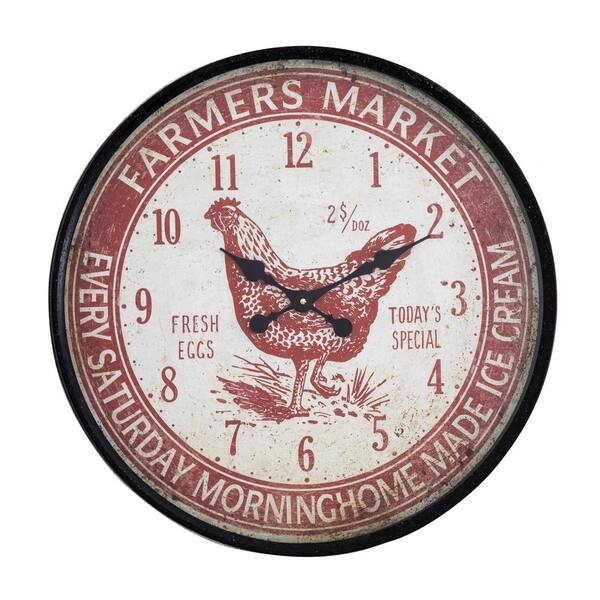 Yosemite Home Decor Farmers Market Red Wall Clock
