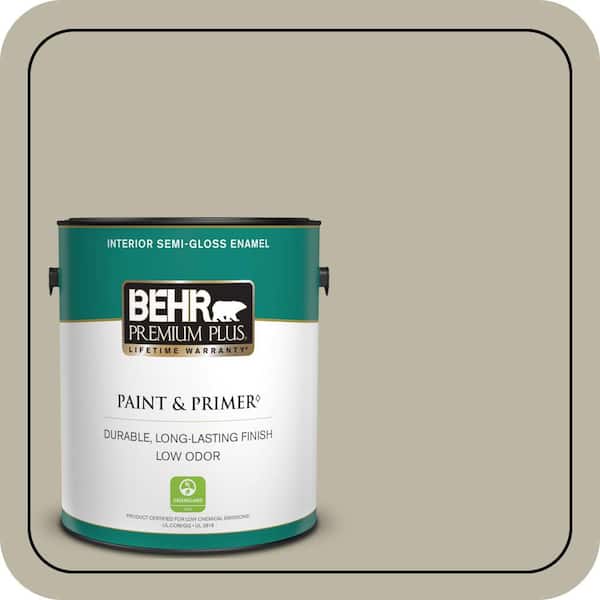 BEHR PREMIUM PLUS 1 gal. #780D-4 Koala Bear Semi-Gloss Enamel Low Odor Interior Paint & Primer