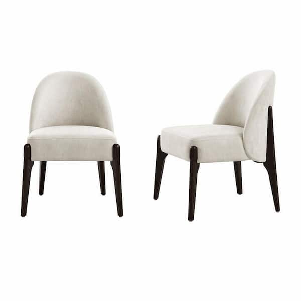 Oslo Cream Chenille Upholstered Dining Side Chair (Set of 2)
