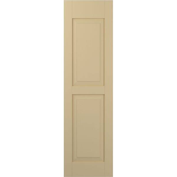 Ekena Millwork 12 in. W x 67 in. H Americraft 2-Equal Raised Panel Exterior Real Wood Shutters Pair in Natural Twine