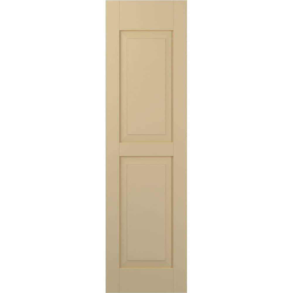 18 in. W x 46 in. H Americraft 2-Equal Raised Panel Exterior Real Wood Shutters Pair in Natural Twine price history on PriceWatchPro