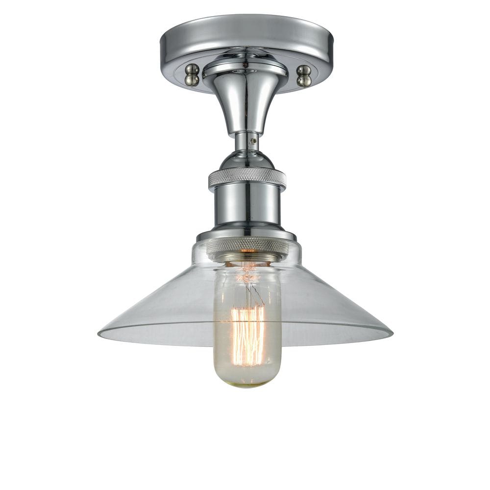 Orwell 8.38 in. 1-Light Polished Chrome Industrial Semi-Flush Mount with Clear Glass Shade price history on PriceWatchPro