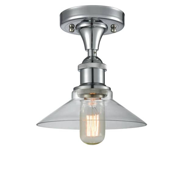 Innovations Orwell 8.38 in. 1-Light Polished Chrome Industrial Semi-Flush Mount with Clear Glass Shade