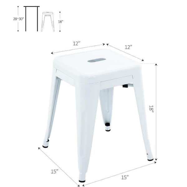 18 Inch Industrial Metal Stools Set of 2, White D0CJ51RMF7 The