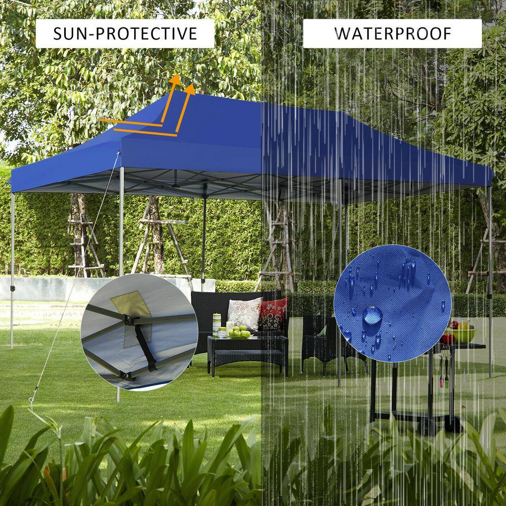 Blue 10' x 20' Adjustable Folding Heavy Duty Sun Shelter with Carry Bag