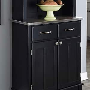 Black and Stainless Steel Buffet with Hutch