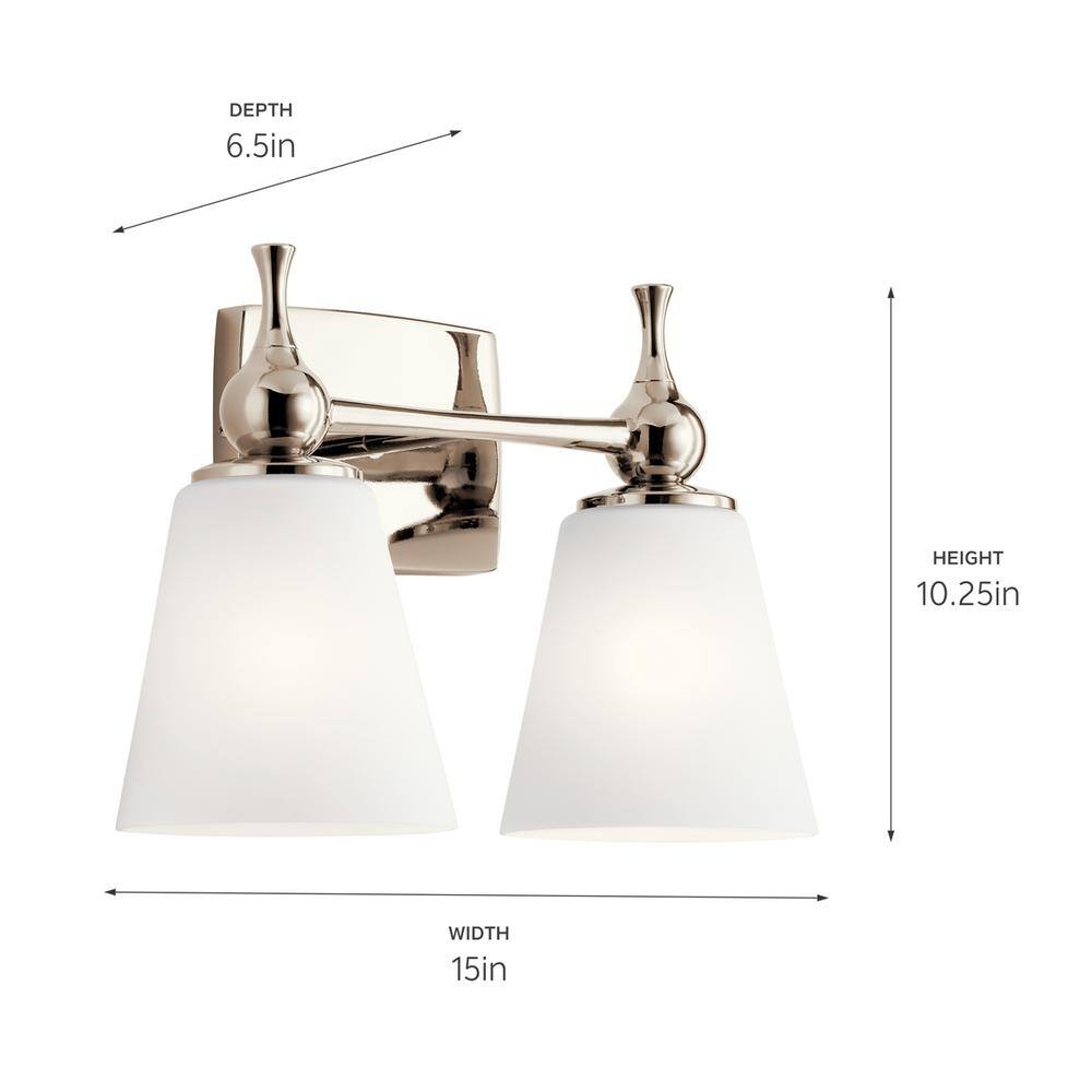 Polished Nickel 2-Light Vanity with Satin Etched Glass