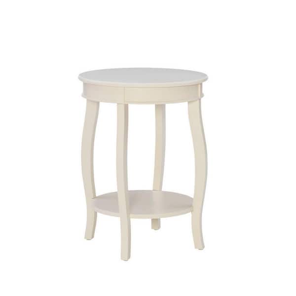 Benjara 18.5 in. White Round Wood End Table with Cabriole Tapered Legs