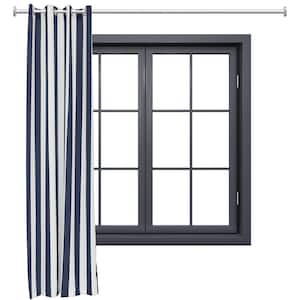 Indoor/Outdoor Curtain Panel with Grommet Top - 52 x 108 in (1.32 x 2.74 m) - Blue/White Stripe