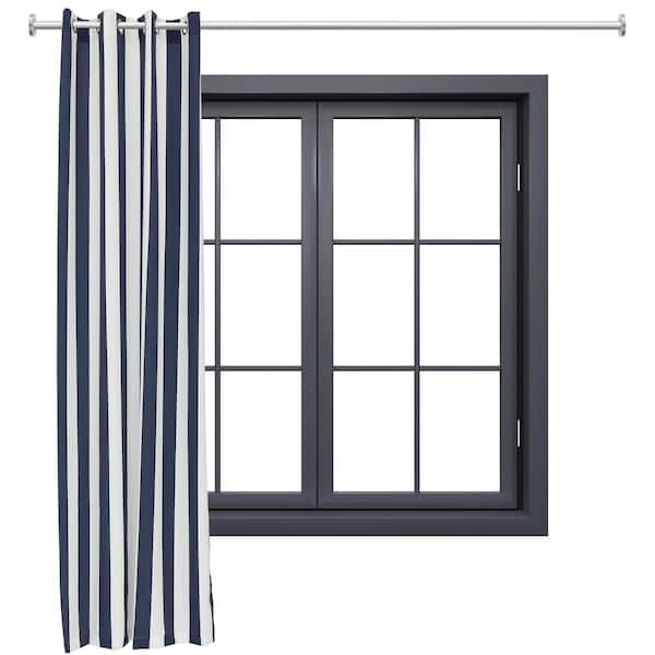 Sunnydaze Decor Indoor/Outdoor Curtain Panel with Grommet Top - 52 x 108 in (1.32 x 2.74 m) - Blue/White Stripe
