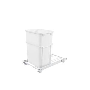 19.25 in. H x 14.38 in. W x 22 in. D Single 35 Qt. 14-3/Wide Pull-Out White Waste Container with 3/4 Extension Slides