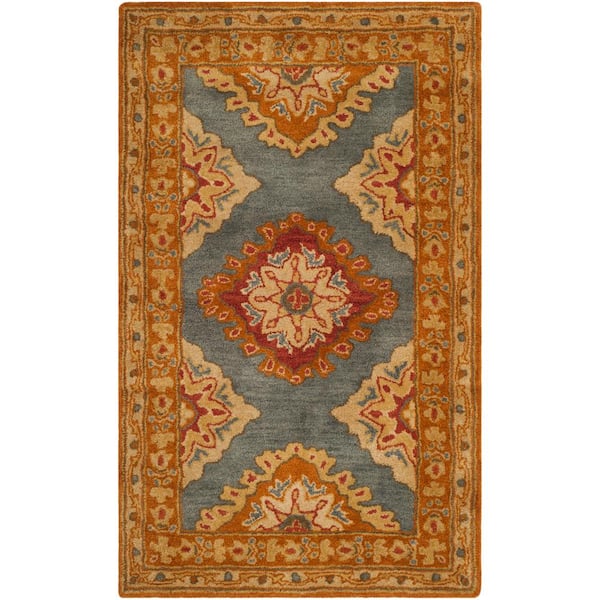 SAFAVIEH Heritage Blue/Rust 3 ft. x 5 ft. Border Area Rug