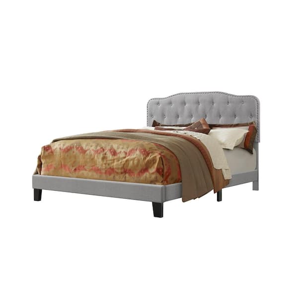 Best Quality Furniture Roy Smoke Gray Upholstered Twin Panel Bed