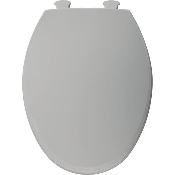 BEMIS Plastic Elongated Closed Front Toilet Seat in Silver that Removes for Easy Cleaning