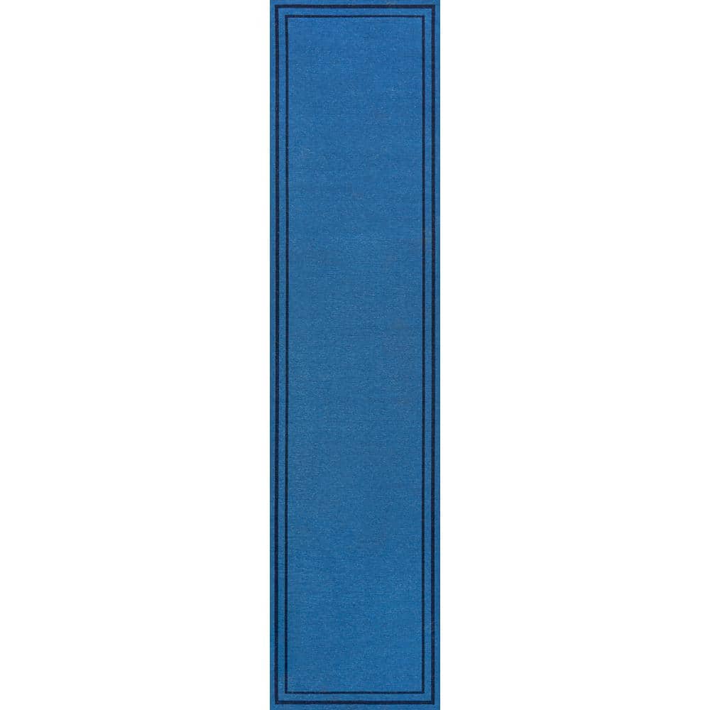 Sloane Classic 2-Stripe Border Washable Blue/Navy 2 ft. x 8 ft. Runner Rug price history on PriceWatchPro
