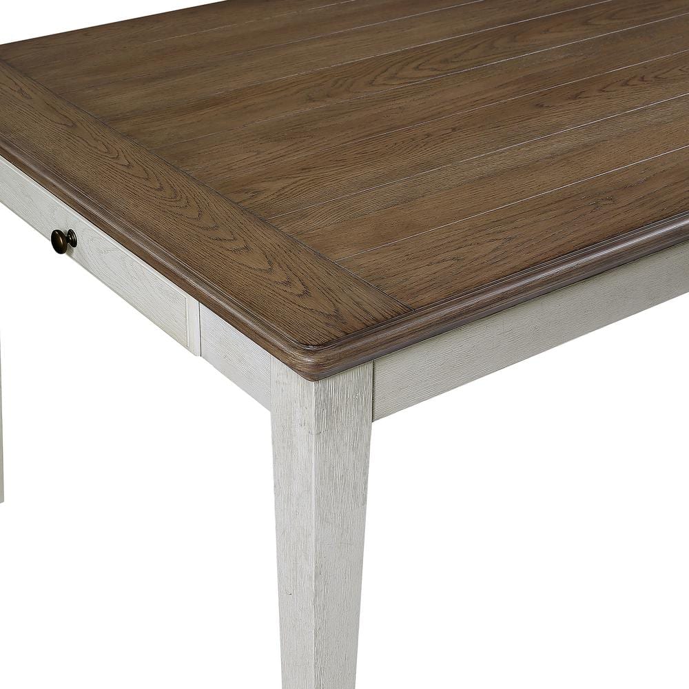 72-Inch Two-Tone Brown and White Wood Dining Table