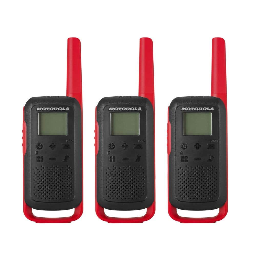 MOTOROLA SOLUTIONS Talkabout T210TP Rechargeable Two-Way Radio om Black  with Red (3-Pack) T210TP The Home Depot