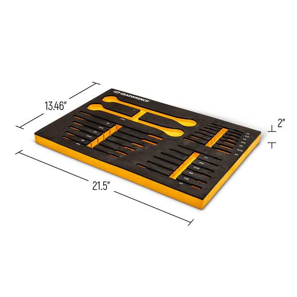 GEARWRENCH 21-Piece 72T SAE Standard and Stubby Ratcheting Wrench Set with EVA Foam Tray