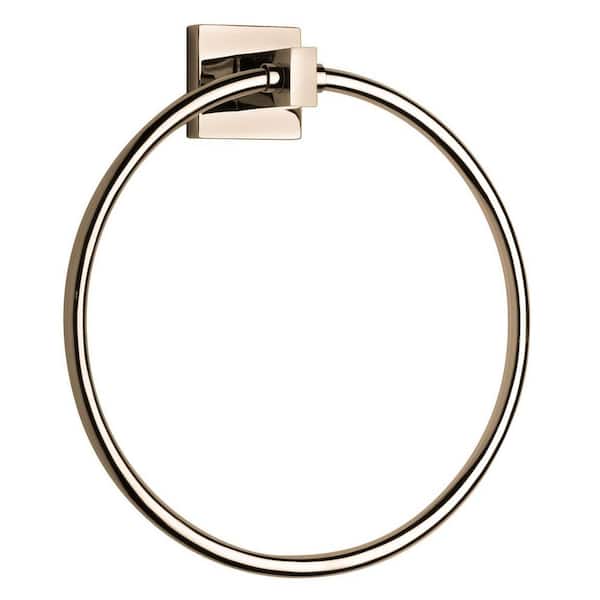 Square Collection Wall Mounted Bathroom Towel Ring in Matte Gold