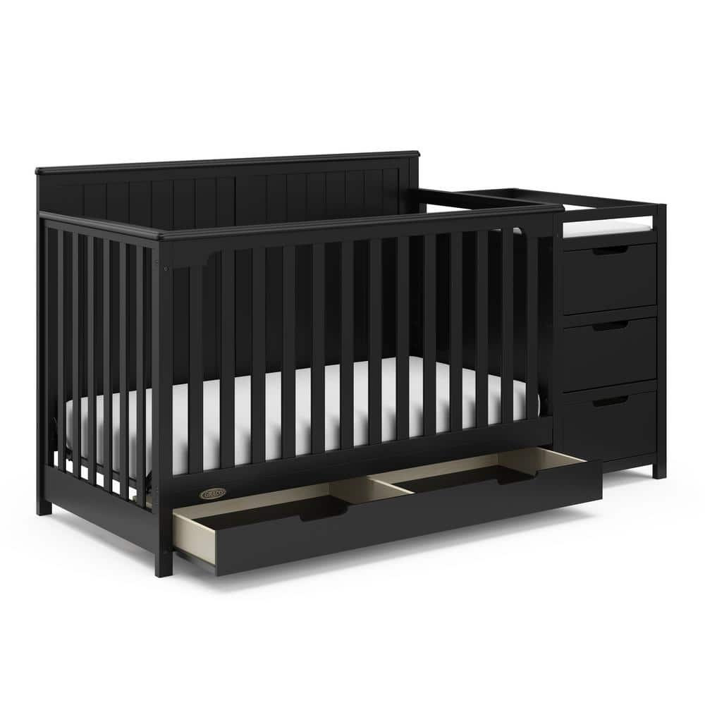 Graco Hadley Black 4 in 1 Convertible Crib and Changer with Drawer 04586 70B The Home Depot