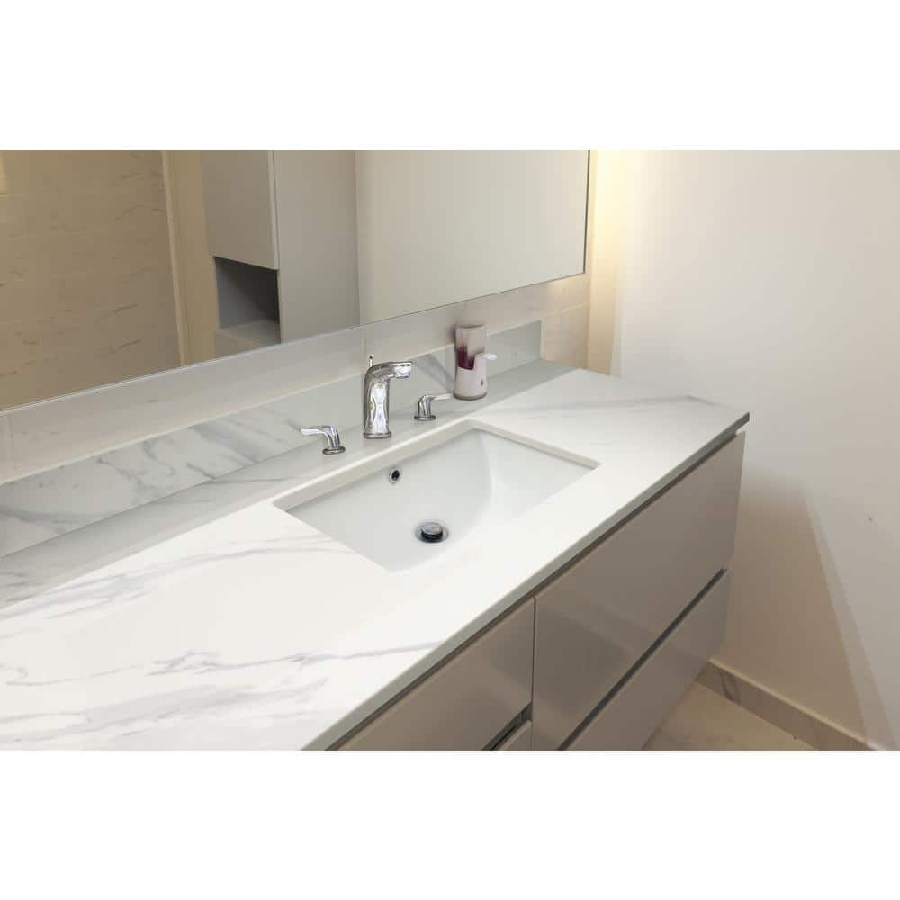 Calacatta Lumas 49-Inch White Marble Vanity Top with Single Sink