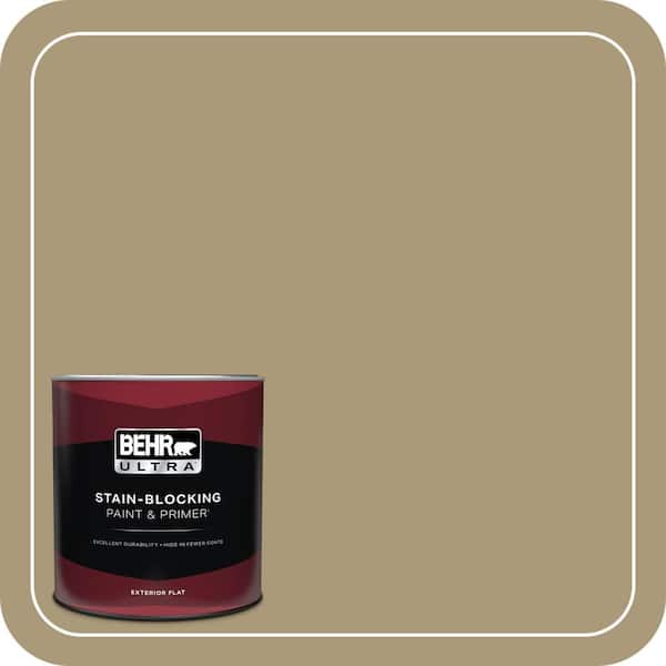 BEHR ULTRA 1 qt. #PPU8-06 Exploring Khaki Flat Exterior Paint & Primer