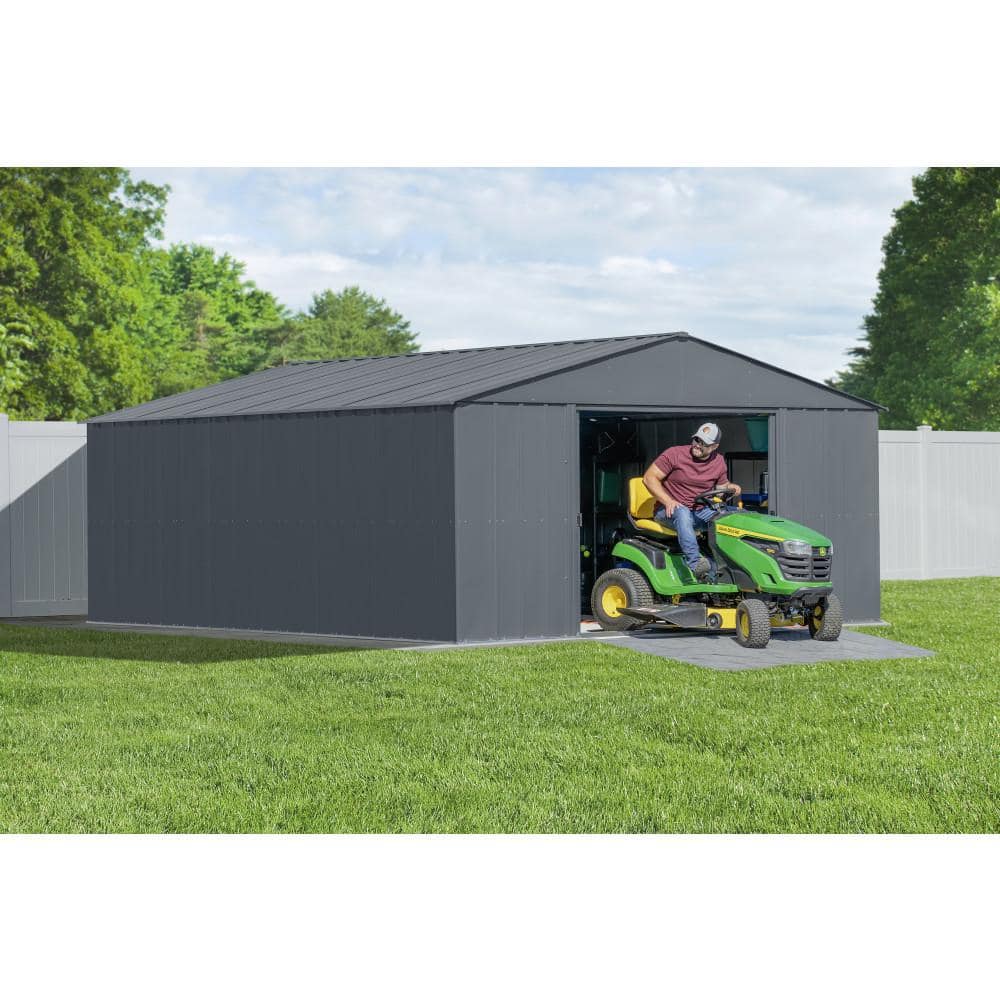 14 ft x 17 ft Charcoal Steel Storage Shed