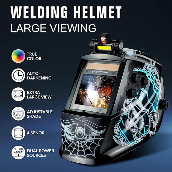 Large View Auto-Darkening Welding Helmet with True Color
