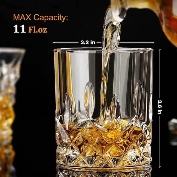Esepony 11 oz. Crystal Whiskey Glass Set with 2 Glasses, 2 Molds for Scotch, Cocktail, Rum, Vodka, Liquors and Gifts