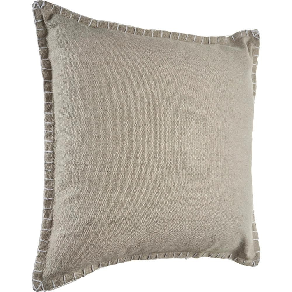 Light Twine Square Embroidered Cotton Throw Pillow