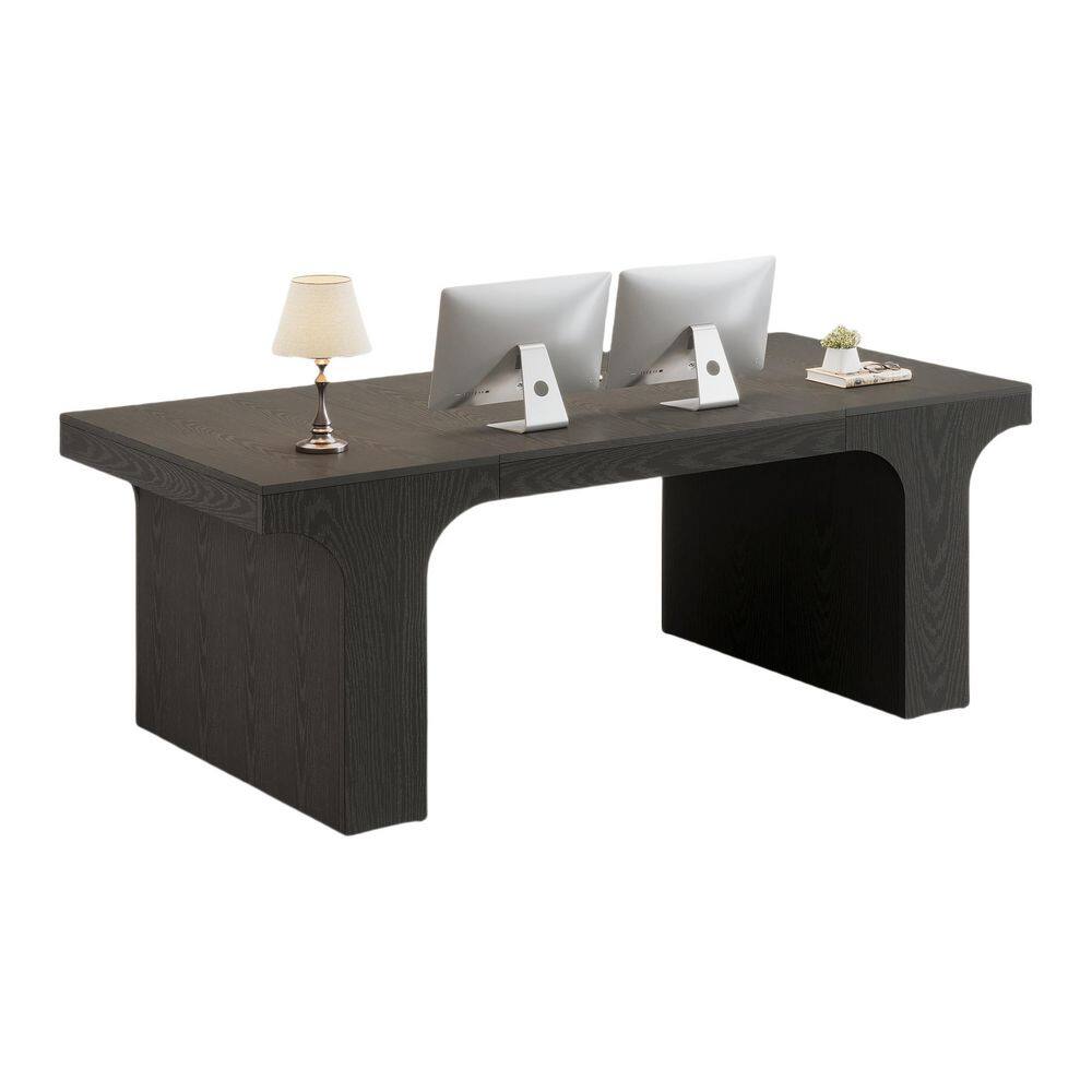 Moronia 70.9 in. Minimalist Computer Desk with Stable Sled Legs, Black Wood Finish Writing Table Desk for Home Office
