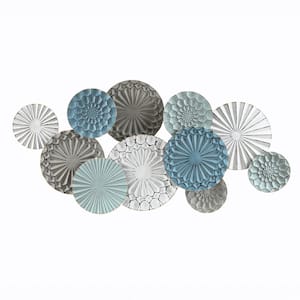 Metal Floral Pattern Round Discs Abstract Wall Art