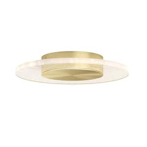 Essence Disk 13 in. 1-Light Modern Gold Integrated LED Flush Mount Ceiling Light Fixture for Kitchen or Bedroom