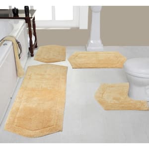 Waterford Collection 100% Cotton Tufted Non-Slip Bath Rug, 4 Piece Set, Yellow