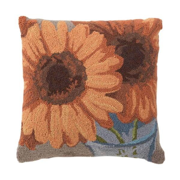 Unbranded 18 in. W Gerbera Gold Hooked Pillow