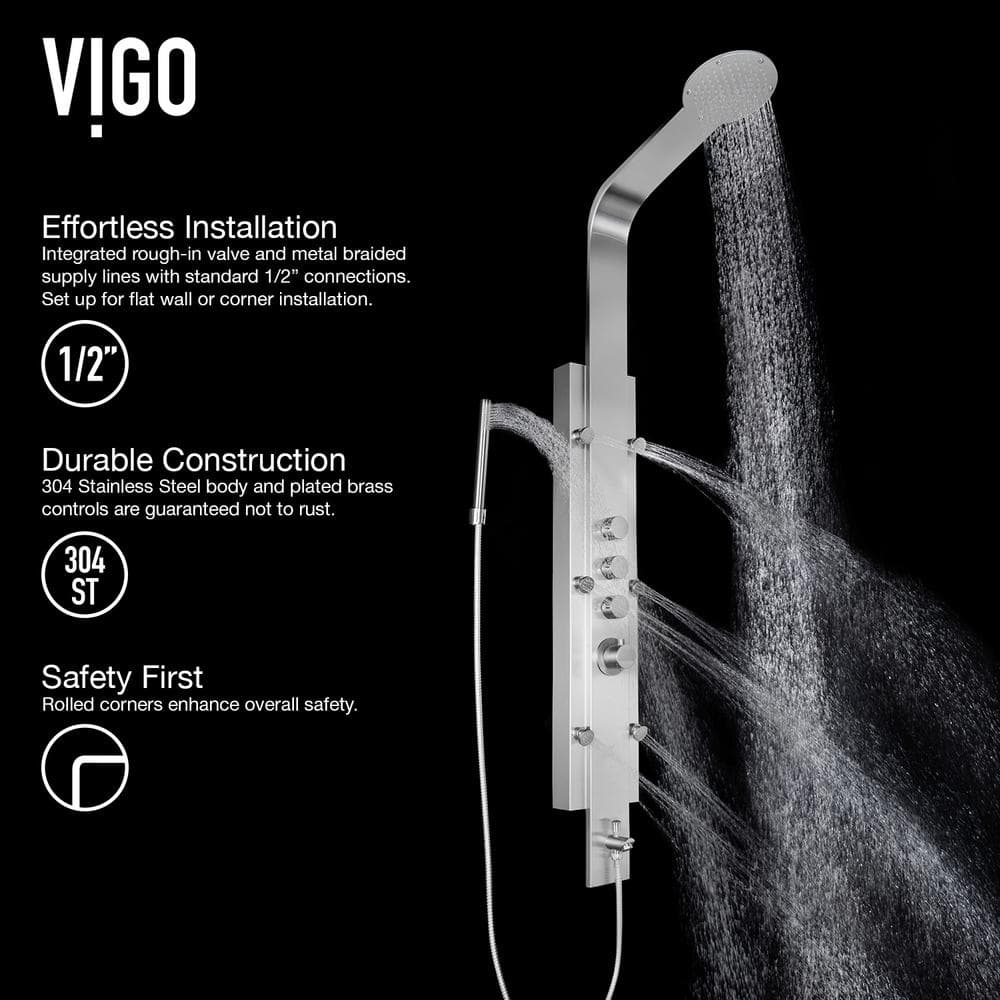 Mateo Stainless Steel 60" Shower Panel System with Hand Shower and Jets