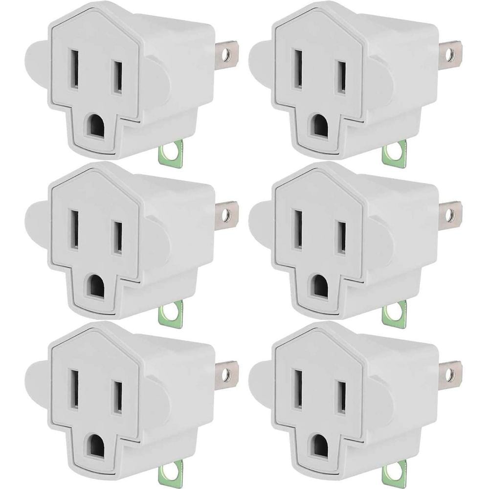 125-Volt Electrical Wall Adapter Outlet Converter 3 Prong to 2 Prong Polarized Grounding Fireproof Material 6-Pack price history on PriceWatchPro