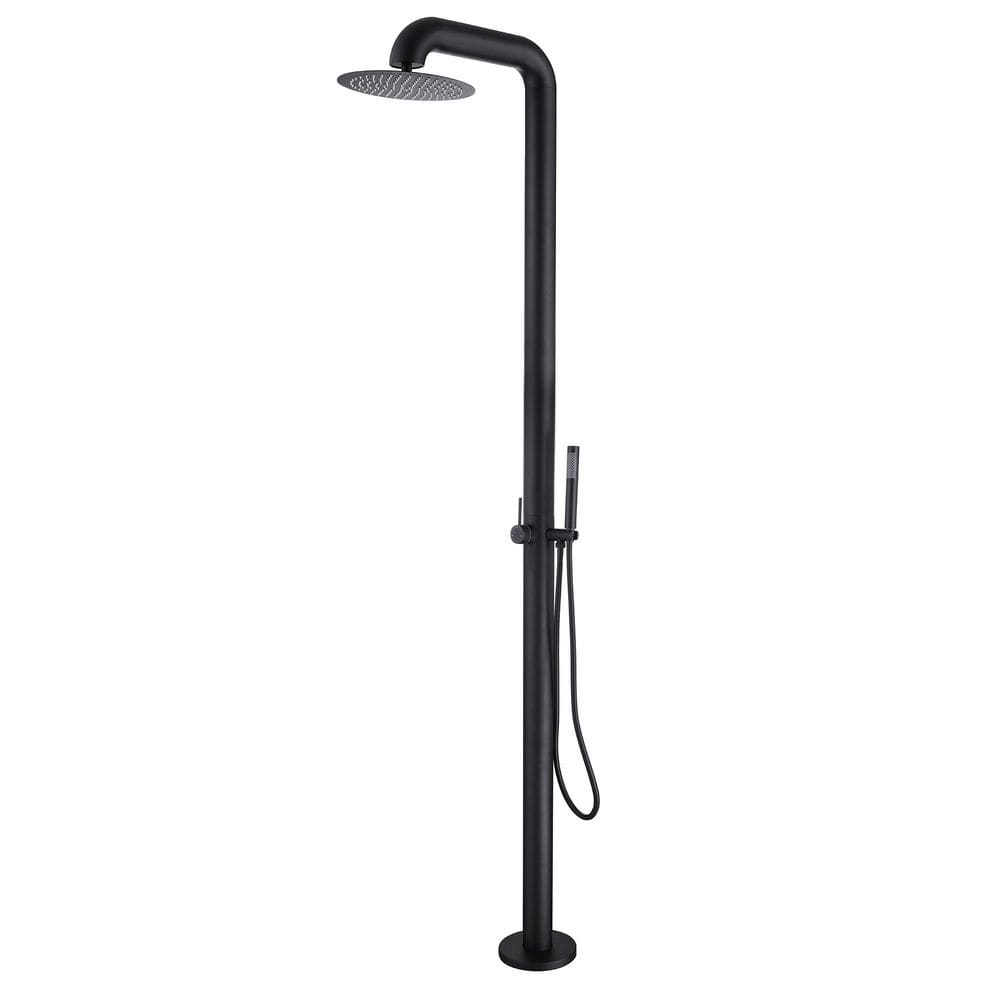 Heavy 1-Spray Freestanding 11.81 in. Fixed and Handheld Shower Head 1.6 GPM with Valve and Supply Lines in Matte Black price history on PriceWatchPro
