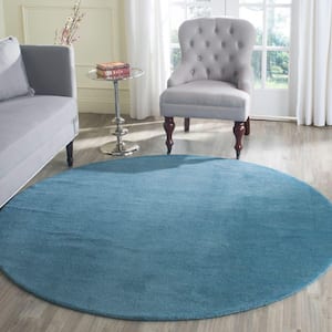 Himalaya Blue 6 ft. x 6 ft. Round Solid Gradient Area Rug