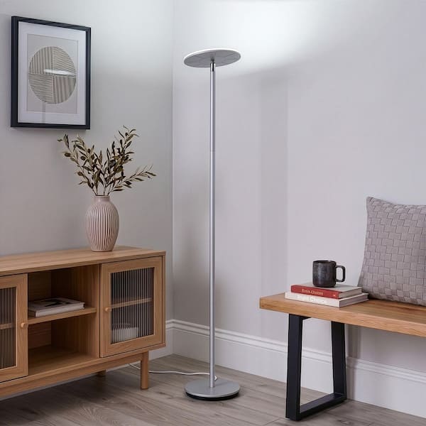 Brightech Sky Flux 67 in. Platinum Silver Industrial 1-Light