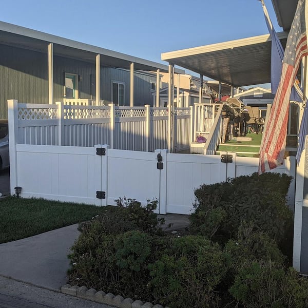 Pembroke 10.8 ft. W x 4 ft. H White Vinyl Privacy Double Fence Gate Kit