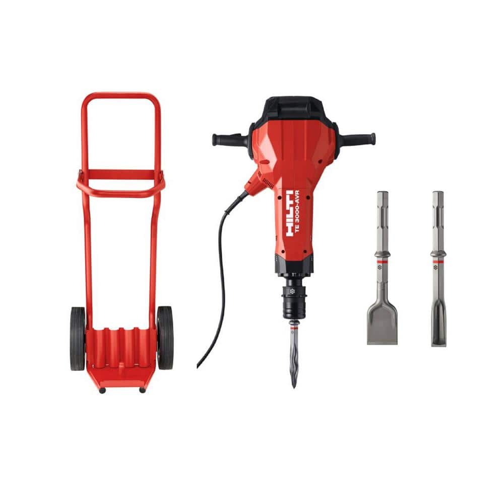Correctie pijn ontploffen Hilti 15 Amp 120V Hex 28 Corded 32.3 in x 23.1 in. x 8.6 in. TE-3000 AVR  Electric Jack Hammer with Trolley, Cord and Chisels 3740144 - The Home Depot
