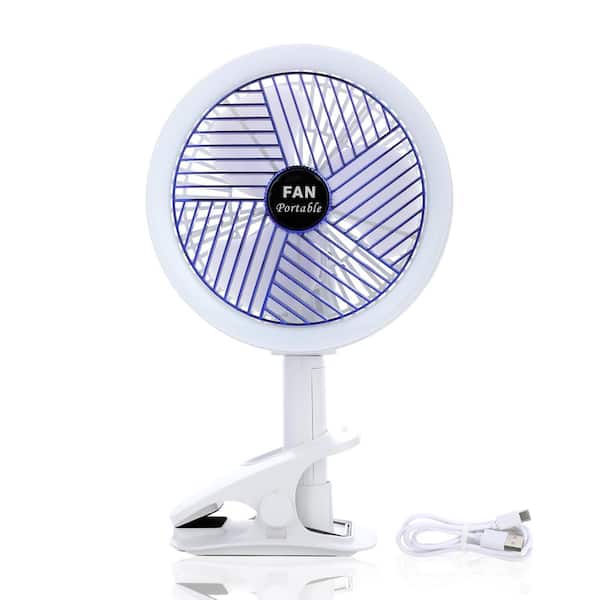 Tidoin 7.1 in. 4 Fan Speeds Person Fan in White with 360° Rotating Detachable Clamp Fan and Battery Powered(Not included)