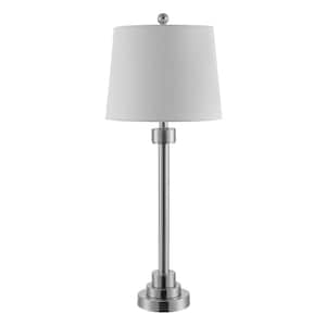 Baxter 30 in. Nickel Table Lamp with White Shade