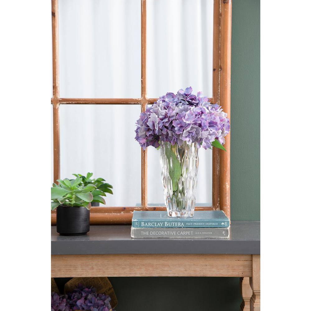 14" Purple Faux Hydrangea Outdoor Tabletop Topiary Set